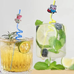10pcs/set Anime Character Peppa Pig Straws