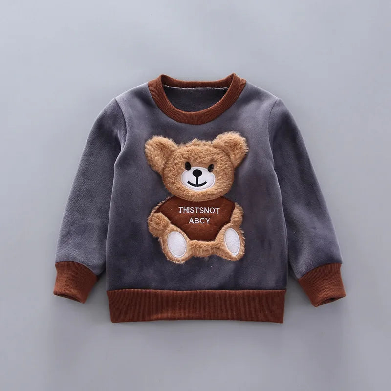 Kinder Niedlicher Bär Rundhals Kapuzenpullover
