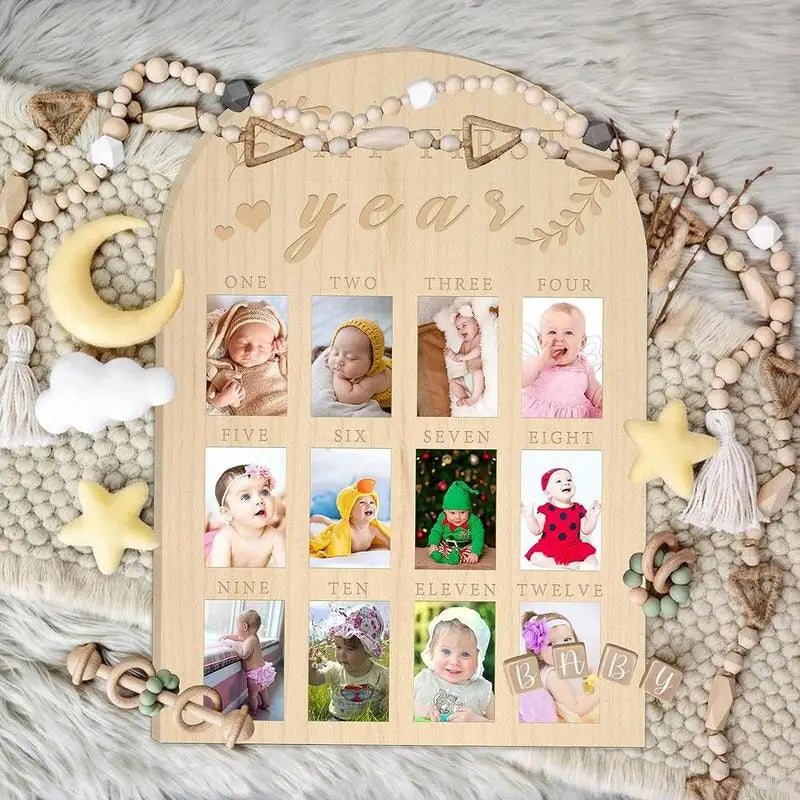12 month baby Growth Record milestone board baby souvenirs gifts