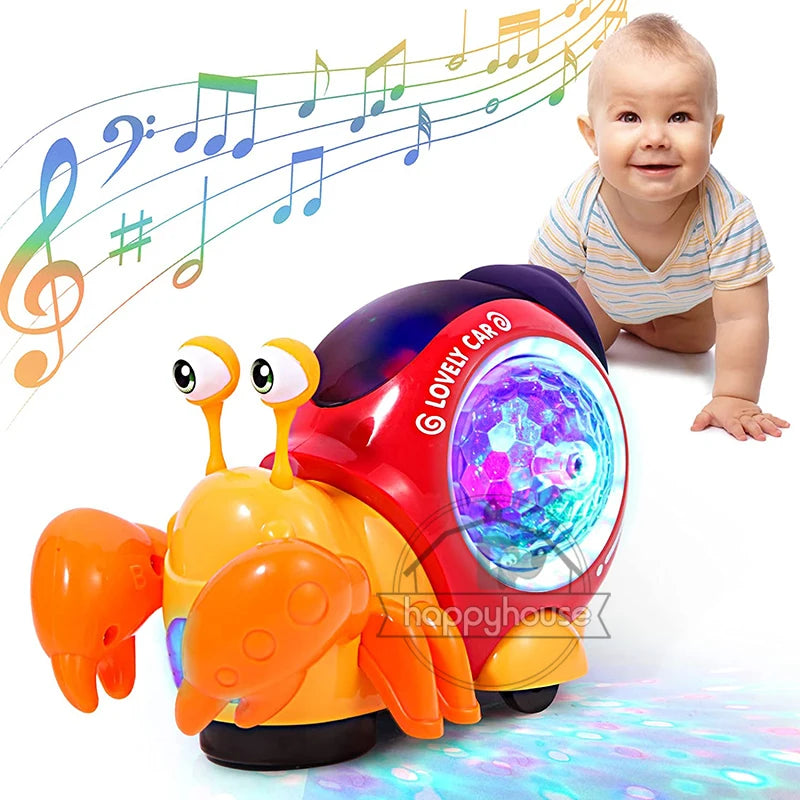 Krabbelndes Krabben-Babyspielzeug mit Musik-LED-Licht