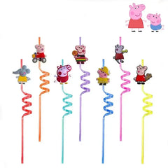 10pcs/set Anime Character Peppa Pig Straws