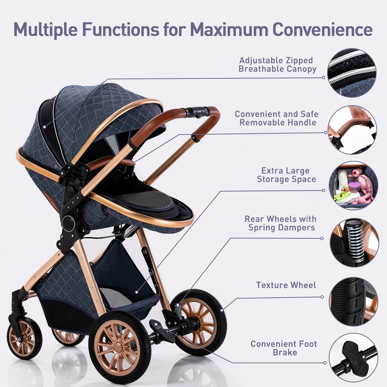 Luxus Kinderwagen 3 in 1 Hoch Landschaft