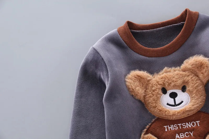 Kinder Niedlicher Bär Rundhals Kapuzenpullover