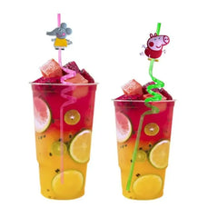 10pcs/set Anime Character Peppa Pig Straws