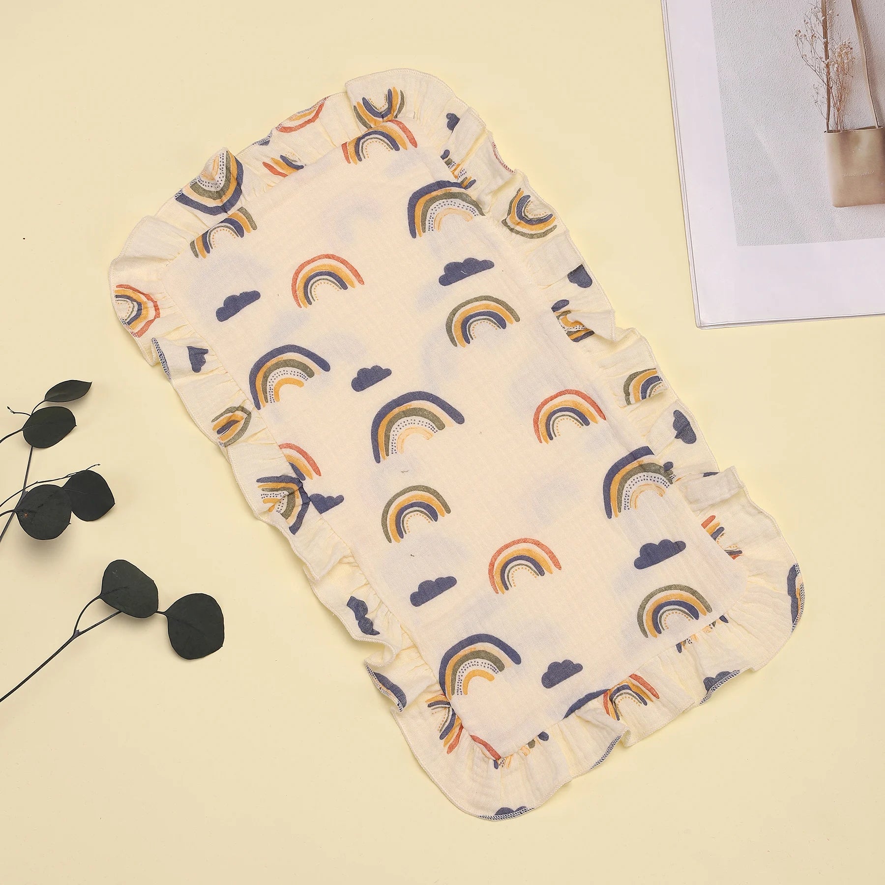 4pcs Soft Muslin Baby Burp Cloths with Ruffles