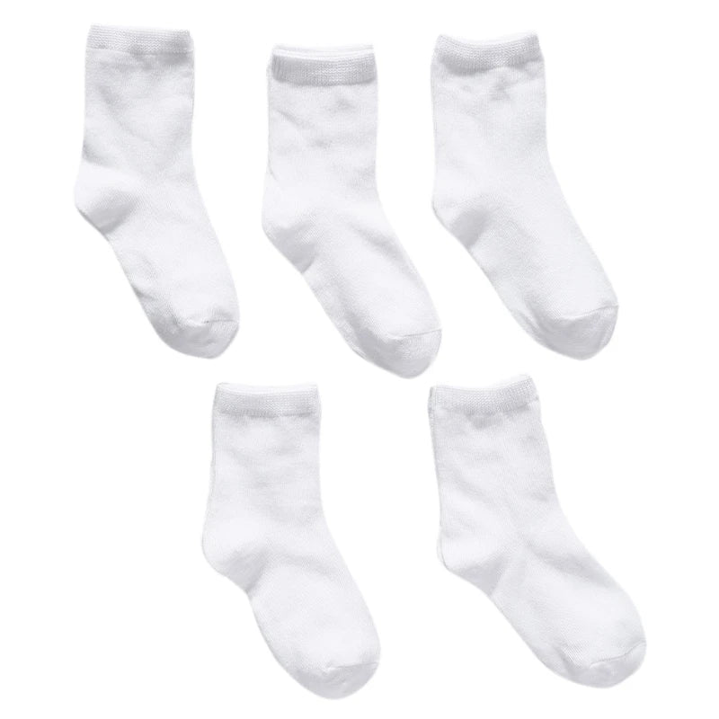 5 Pairs Kids Pure White Sock