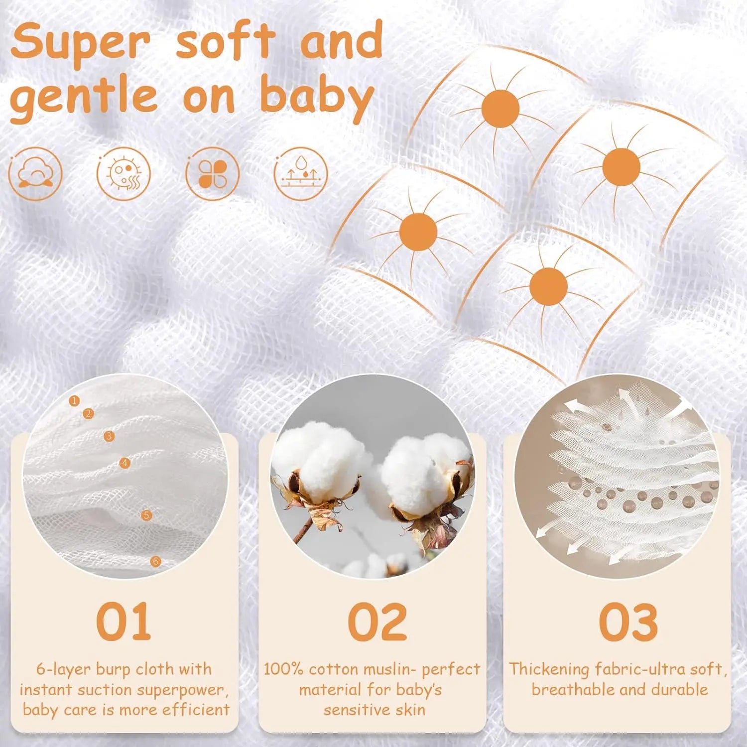 6pcs Baby Burping Cloth