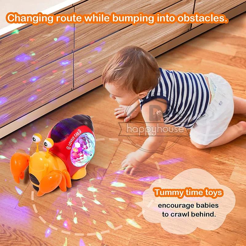 Krabbelndes Krabben-Babyspielzeug mit Musik-LED-Licht