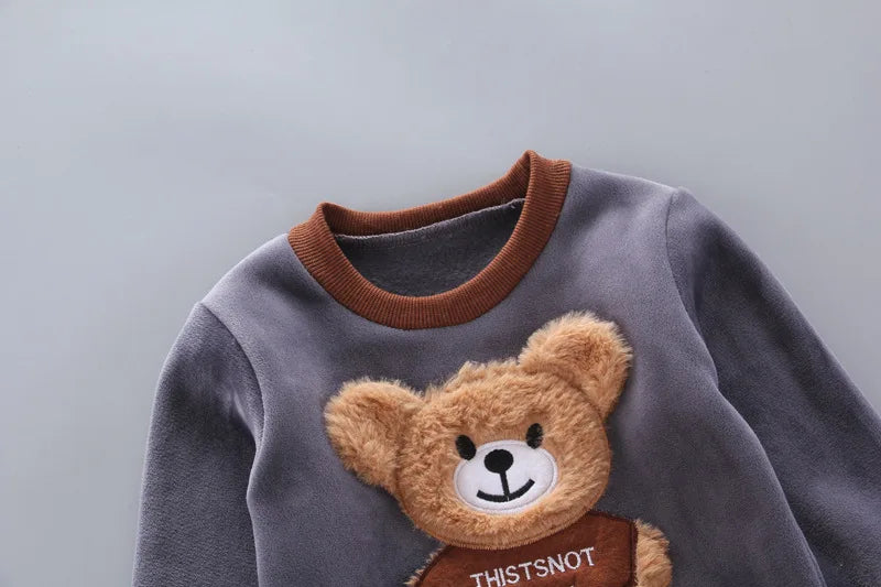 Kinder Niedlicher Bär Rundhals Kapuzenpullover