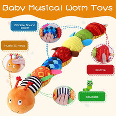 Babyrassel, Musikwurm, weiches Plüschspielzeug für Kleinkinder
