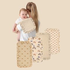 4pcs Soft Muslin Baby Burp Cloths with Ruffles
