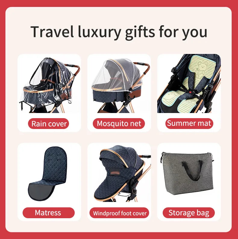 Luxus Kinderwagen 3 in 1 Hoch Landschaft