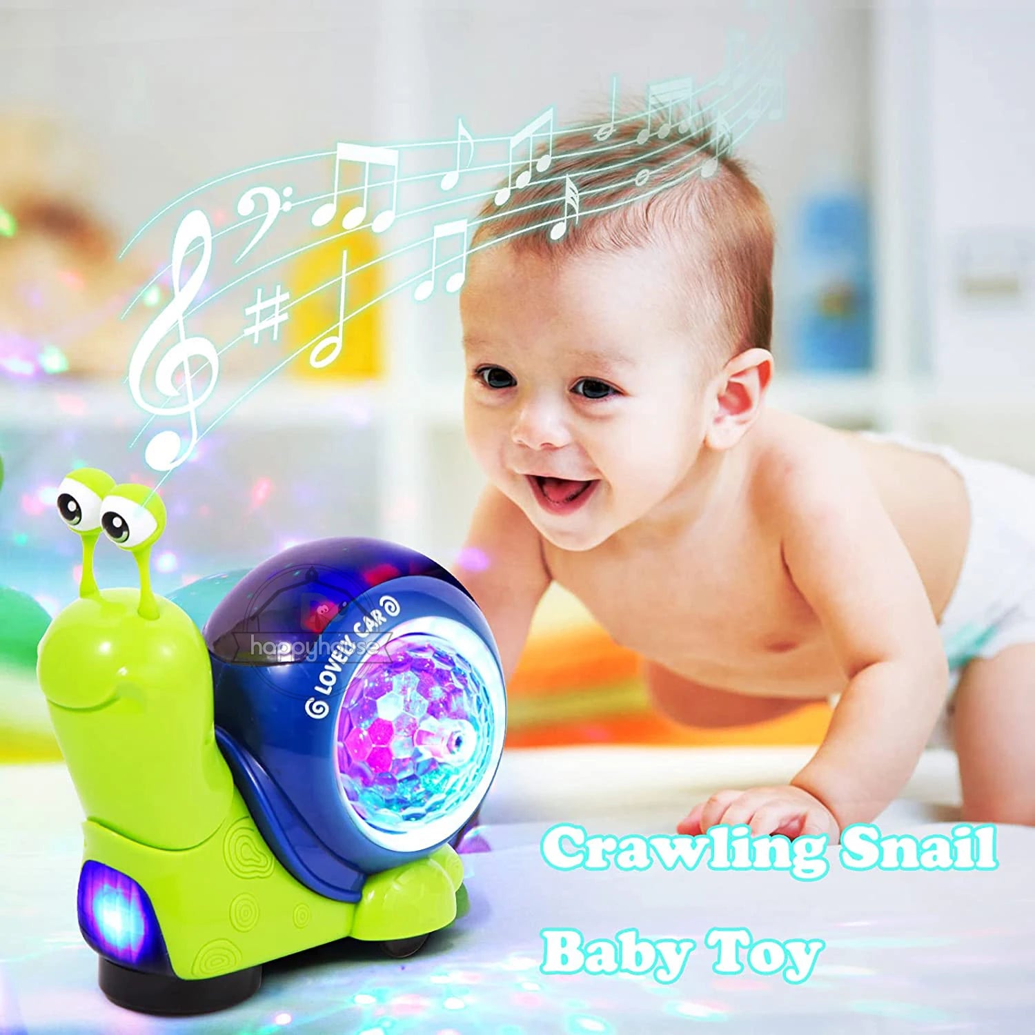 Krabbelndes Krabben-Babyspielzeug mit Musik-LED-Licht