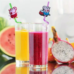 10pcs/set Anime Character Peppa Pig Straws