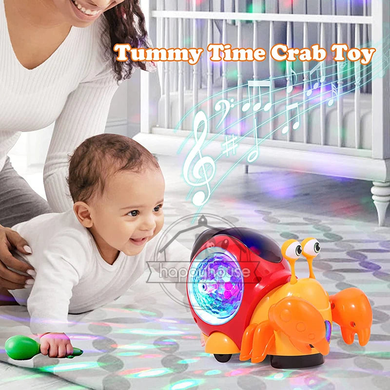 Krabbelndes Krabben-Babyspielzeug mit Musik-LED-Licht