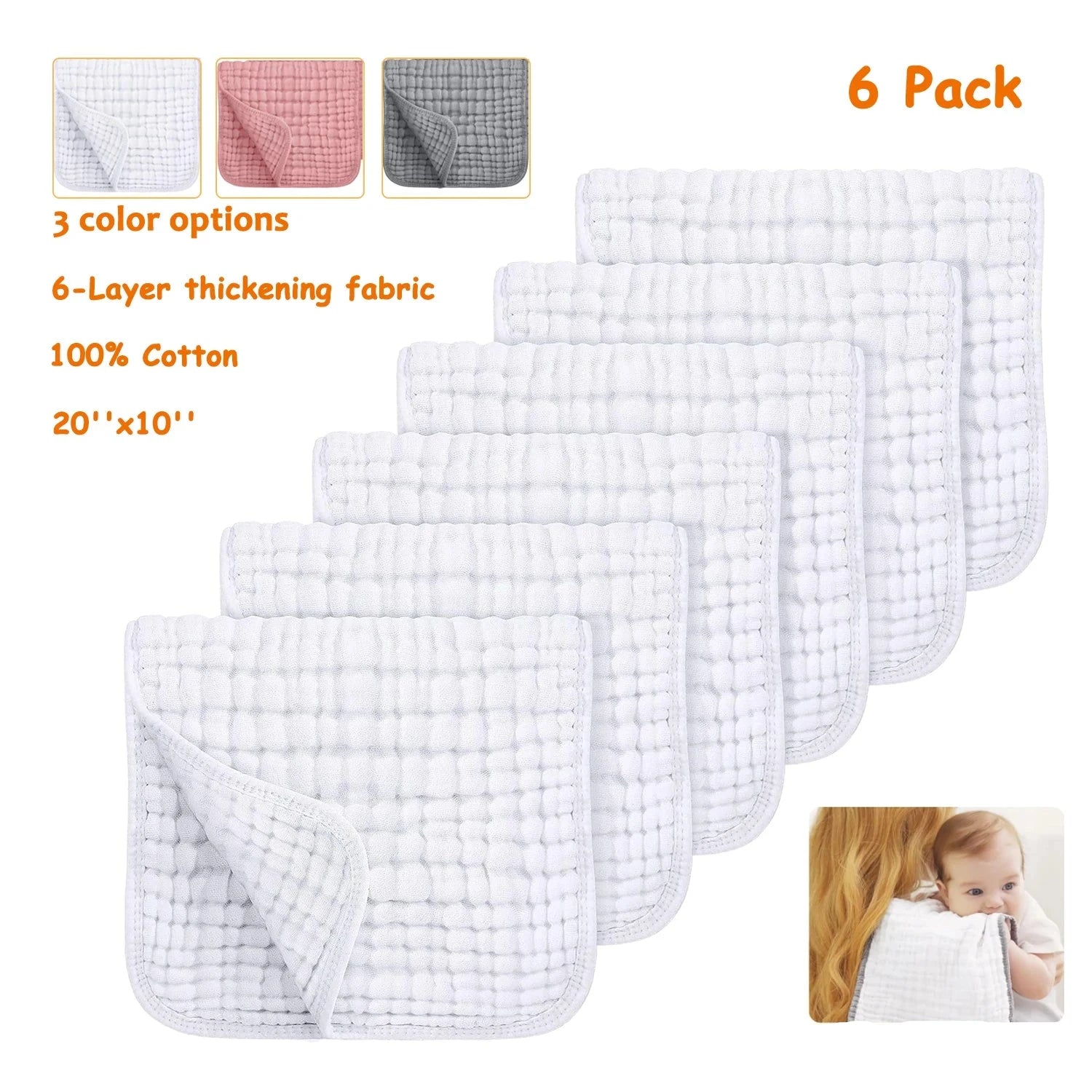 6pcs Baby Burping Cloth