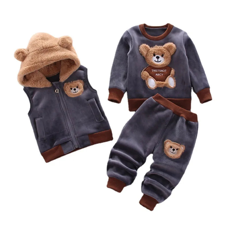 Kinder Niedlicher Bär Rundhals Kapuzenpullover