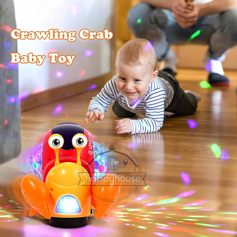 Krabbelndes Krabben-Babyspielzeug mit Musik-LED-Licht