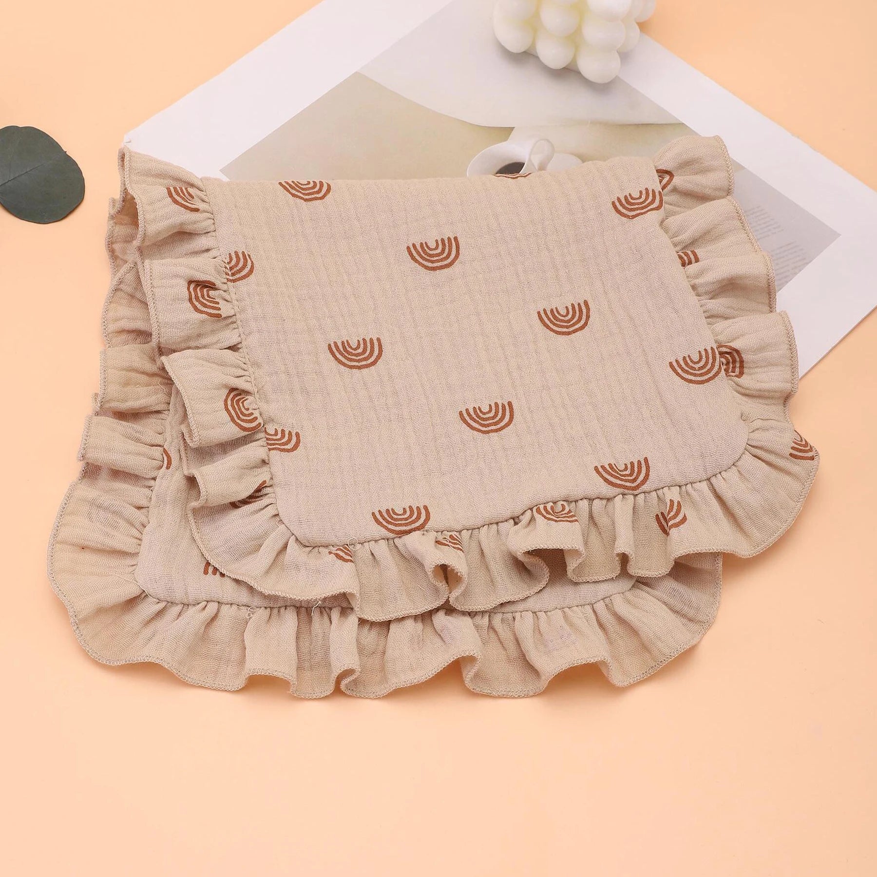 4pcs Soft Muslin Baby Burp Cloths with Ruffles