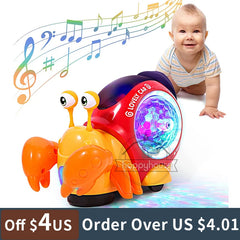 Krabbelndes Krabben-Babyspielzeug mit Musik-LED-Licht