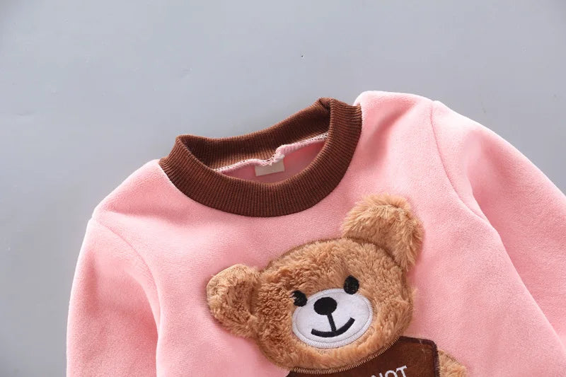 Kinder Niedlicher Bär Rundhals Kapuzenpullover